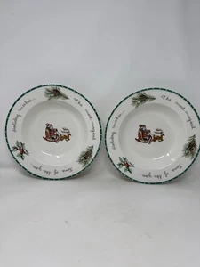 2 Mikasa Ultima Christmas Wish 9,5" Suppe Pasta Schalen Santa Schlitten Rentier hk713 - Bild 1 von 15