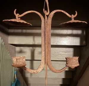 antike primitive mittelalterliche Stil Schmiedeeisen Hängeleuchte - Bild 1 von 9