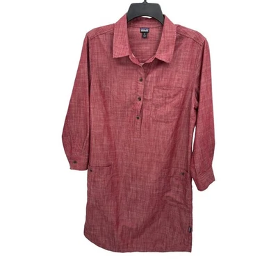 Patagonia Rocky Peak Shirt Dress Organic Cotton Drumfire Red Size Medium - Image 1 of 4
