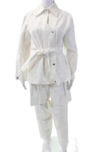 Conjunto de pantalones de socorro de dos piezas de manga larga para mujer Yigal Azrouel blanco talla 4 - Imagen 1 de 9