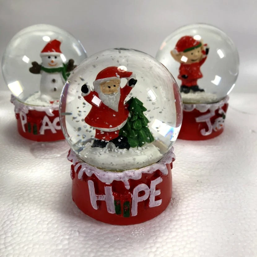 2.5 Inch Snowman Peace Christmas Snow Globe Holiday Decorations