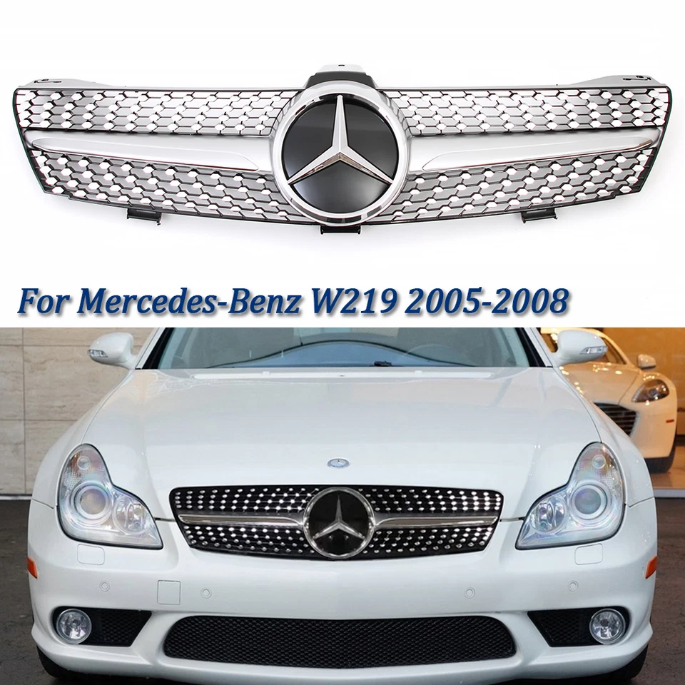 Front Grille W/Star For 2005-2008 Mercedes Benz W219 CLS500 CLS550 Chrome Grill Foto 1 de 4