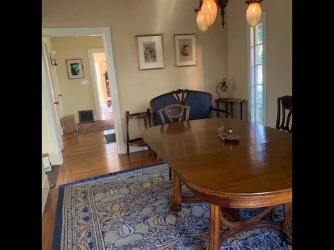 French Art Nouveau Walnut Dining Table with 3 Leaves Cover