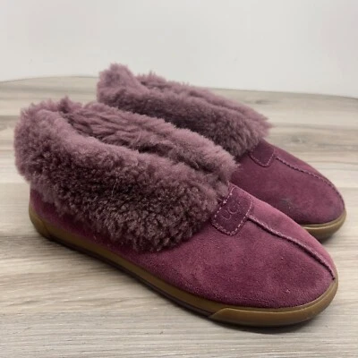 Zapatillas para mujer UGG Rylan moradas gamuza cuero piel de oveja forradas mocasines talla 7” Foto 1 de 4