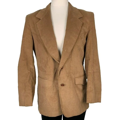 Vintage 70s Pioneer Wear Western Blazer Mens Size 44 Tan Corduroy - Image 1 of 4
