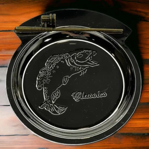 Rod and Reel Trinket Dish Change Catch Coaster All Bass Fishing Angler Trout 5" - Picture 1 of 5