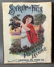 vintage syrup of figs natures pleasant laxative metal wall garden sign