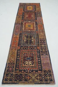 3 x 10 ft Navy Blue Samarkand Afghan Hand knotted Transitional Runner Rug - Picture 1 of 15