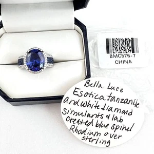 Bella Luce Tanzanite & White Diamond Simulants Sterling Silver Ring SZ 7.25 - Picture 1 of 10