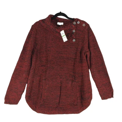NWT $49 Style&Co Fall Ribbed Sweater LARGE(12-14) Cowl Neck Pullover Burgundy - Image 1 of 4
