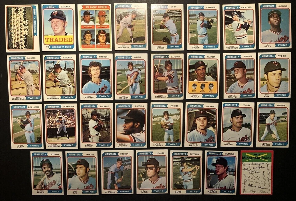 1974 Topps MINNESOTA TWINS Complete TEAM Set ROD CAREW Harmon KILLEBREW Goltz - Image 1 of 2