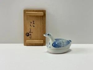 Rare style Japanese Tea ceremony Incense Container Kogo Wild goose Kari Kutani - Picture 1 of 15