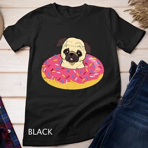 Pug Dog Donuts Floate Linda Donut Mascota Halloween Regalo Camiseta Unisex - Imagen 1 de 12