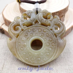 Certified A 100% Natural Yellow 糖色 Nephrite Jade Pendant Hand-carved Dragon 4391 - Picture 1 of 10