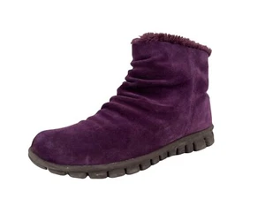 NoSoX Purple Cleo Suede Boots Faux Fur Lining SZ 9.5 Ankle Boots Booties - Picture 1 of 9