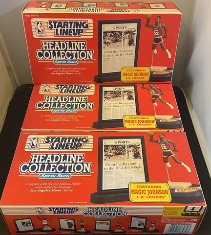 Magic Johnson LOT of 3 Starting Lineup Headline Collection -Los Angeles Lakers!! Cover