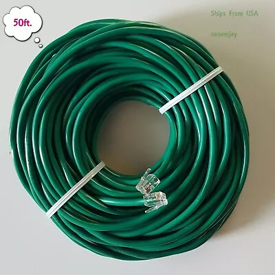 50ft. RJ11 RJ12 CAT5e Green DSL Telephone Data Cable For Centurylink, AT&T, etc - Image 1 of 4