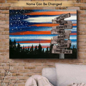 Family Name Flag Sky Art Poster, Canvas Gift for Home Décor Wall Decor - Picture 1 of 3