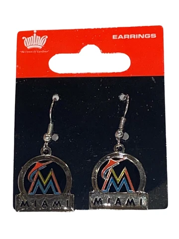 Miami Marlins Logo Bar Dangle Earrings Cover
