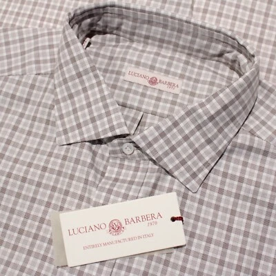 Luciano Barbera NWT Casual Button Down Shirt Size 2XL in White/Brown 100% Cotton - Image 1 of 4