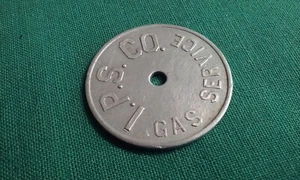 I.P.S. Etiqueta de placa de identificación de token de servicio de gas CO. aluminio de una cara 1-3/8" pulgadas - Imagen 1 de 3