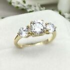 2.5ct Engagement Ring Round Lab-created Three Stone 14k Gold Plated