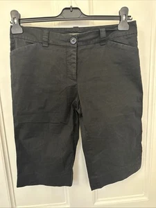Authentic BURBERRY LONDON Women Black Cotton Long Shorts Size UK 8 Pristine - Picture 1 of 6