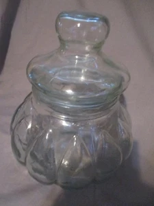 Large Clear Glass Bulbous Pumpkin Shaped Apothecary Jar w/Lid 11" Tall - Picture 1 of 7