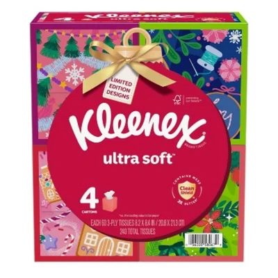NEWKleenex Ultra Soft Holiday Facial Tissue - 4pk/60ct - Image 1 of 4