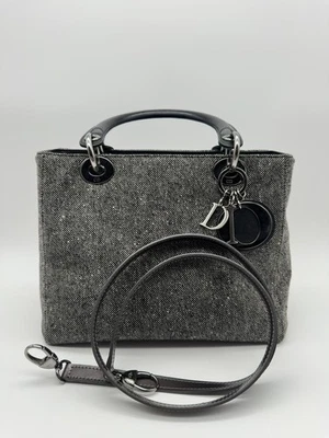 Bolso Christian Dior Lady Dior Houndstooth bolso de mano bolso tweed / piel de becerro - Imagen 1 de 4