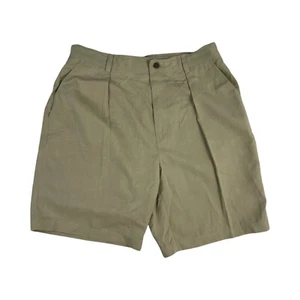Pantalones Cortos Tommy Bahama Para Hombres Talla 34 Cintura Caqui Seda Lino Plisados - Imagen 1 de 4