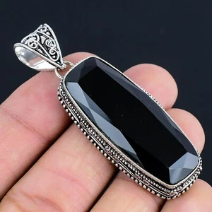 Black Spinel Gemstone Handmade 925 Sterling Silver Jewelry Pendant JJ-221 - Picture 1 of 4