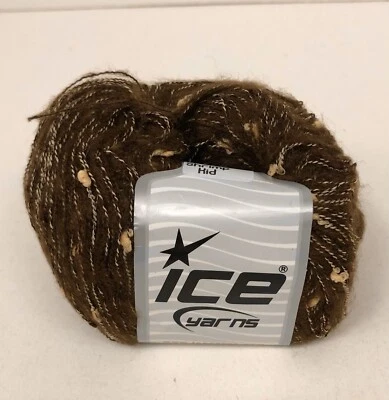 Lote de 7 nuevas bolas de hilos de hielo camarones niño mohair marrón/crema #11628 deporte fino Foto 1 de 4