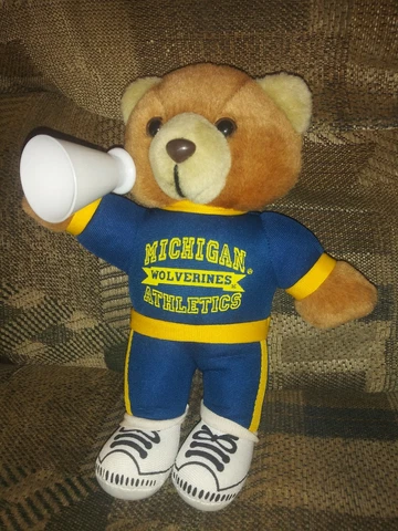 Michigan Wolverines MSU Athletics Bear Plush 11" Play By Play Megaphone Cover