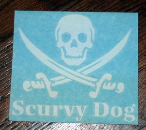 Scurvy Dog Pirate Skull & Crossed Cutlasses Decal (5 3/4" x 5 1/4") - Bild 1 von 1