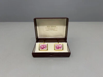 Meissen Manschettenknöpfe Lila Reicher Hofdrache 835 Silber Vergoldet 1.Wahl - Bild 1 von 4