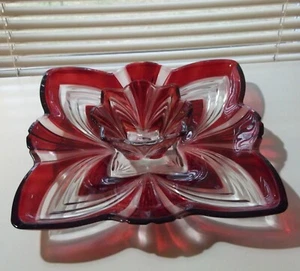 Fifth Avenue Crystal Aurora Square Chip 'n Dip Tray Ruby Accents Soga Japan New - Picture 1 of 8