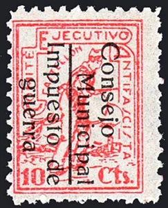 Castellón - Guerra Civil - Em. Local Republicana - Allepuz ** 13 - Sobrecargado - Imagen 1 de 1