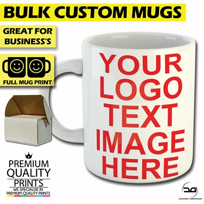 Custom Bulk Mugs Name Business Promotion Logo Text Photo Advertising Printed - Image 1 of 4