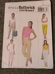 BUTTERICK PATTERN 5614 PANTS FAST & EASY MISSES SIZES 14 16 18 20 22 UNCUT FF - Picture 1 of 4