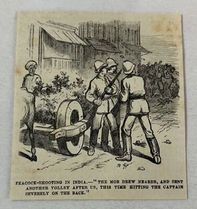 Grabado de revista 1881 ~ SOLDADOS ENFRENTADOS A UNA TURBA EN LA INDIA - Imagen 1 de 1