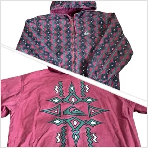 Vintage 90s Quiksilver Surf Ski Relaxed Fit Reversible Jacket Coat Hoodie M - Picture 1 of 21
