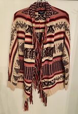 American Eagle Cardigan Sweater Aztec Southwest Fringe Tassel Trim Boho Size M