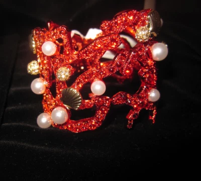 BETSEY JOHNSON MERMAID JEWELS SEASHELL CORRAL WITH BLING CUFF BRACELET - Image 1 of 4