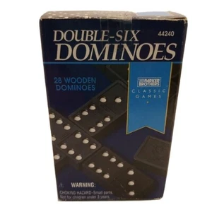 Double-Six Dominoes Vintage Hasbro Parker Brothers Wooden - 28 Piece Set - Picture 1 of 3