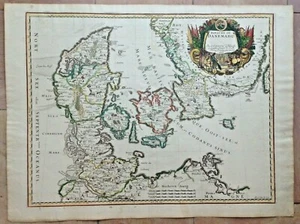 DENMARK 1658 NICOLAS SANSON D'ABBEVILLE UNUSUAL LARGE ANTIQUE MAP IN COLORS - Picture 1 of 9