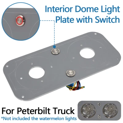 Watermelon Dome Light Interior Lighting Plate w/ Red Switch For Peterbilt Truck - Image 1 of 4