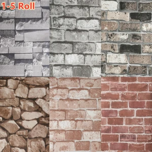 Slate Stone Grey Faux Brick Wallpaper 3D Effect Rustic Feature Wallpaper 1-5X - Picture 1 of 49