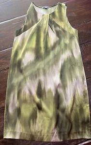Vince Tie dyed silk charmeuse chemise Green dress twist neckline Sleeveless Sz L - Picture 1 of 8