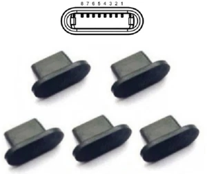 5x BOUCHON CACHE ANTI-POUSSIERE POUR PRISE DE CHARGE IPHONE 12 / 12 Mini - Photo 1/1